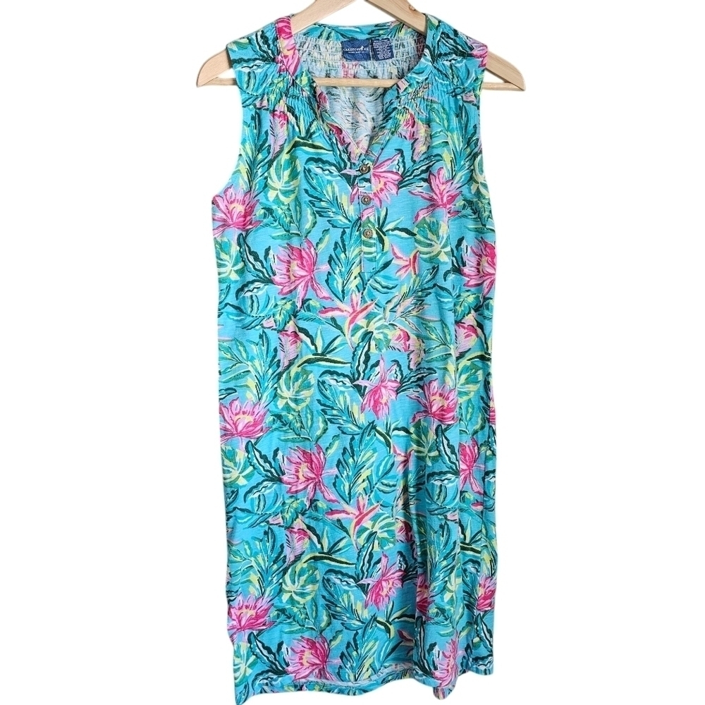 Tropical Sleeveless Tunic Dress Womens Size M